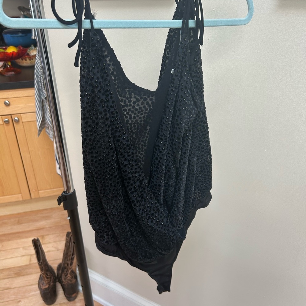 Astr Black Textured Top